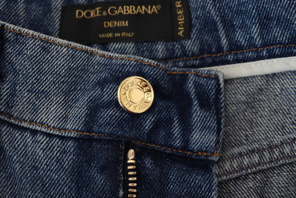 Dolce & Gabbana Blue Distressed Skinny Cotton Denim Jeans