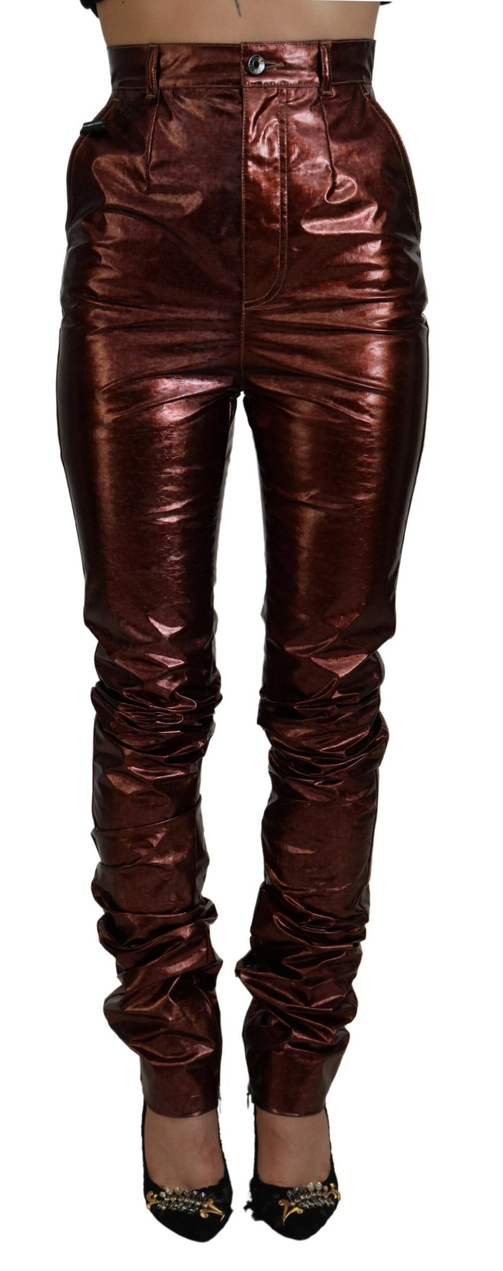 Dolce & Gabbana Metallic Bronze High-Waisted Skinny Jeans