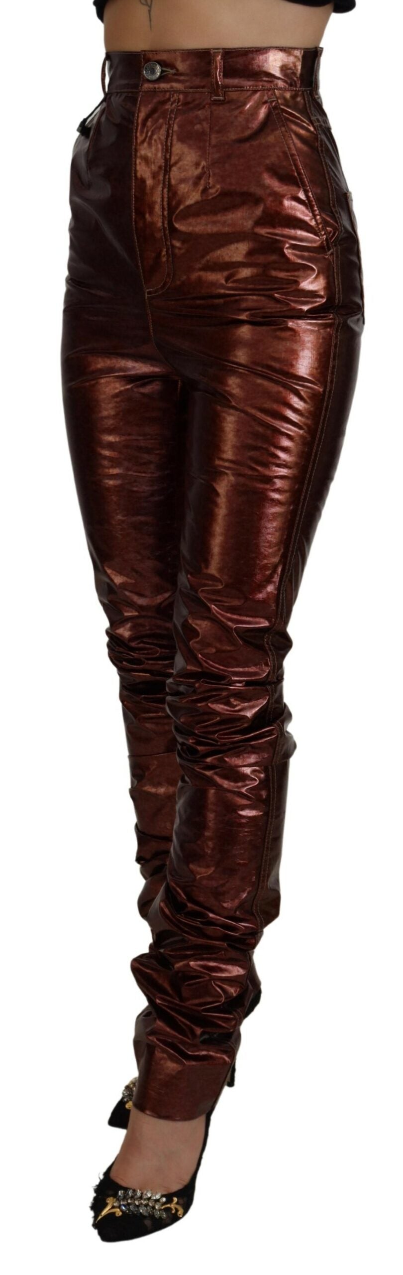 Dolce & Gabbana Metallic Bronze High-Waisted Skinny Jeans