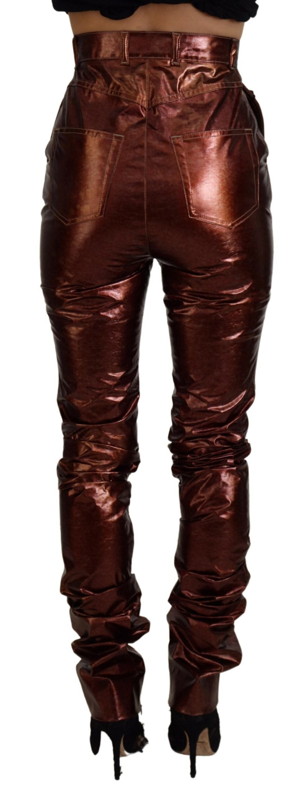 Dolce & Gabbana Metallic Bronze High-Waisted Skinny Jeans
