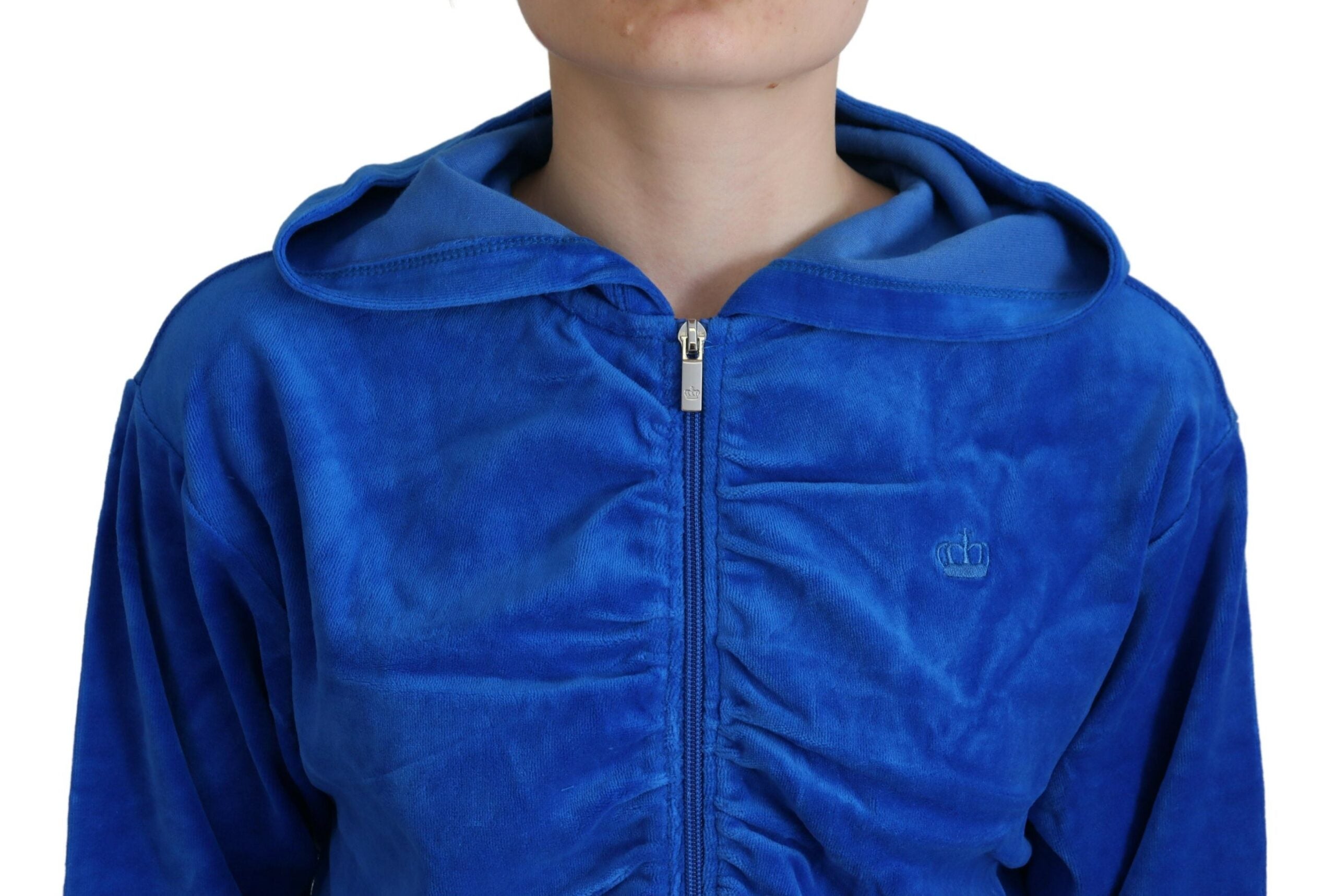 Juicy Couture Blaues Sweatshirt mit Kapuze und Reißverschluss aus Baumwolle