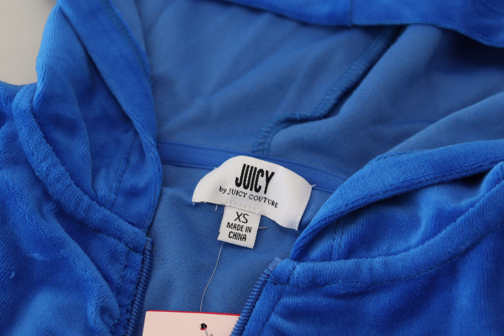 Juicy Couture Blaues Sweatshirt mit Kapuze und Reißverschluss aus Baumwolle