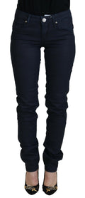 Eight Blue Cotton Low Waist Slim Fit Women's Casual Denim Jeans