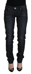 Eight Black Low-Waisted Slim Fit Women's Casual Denim Jeans
