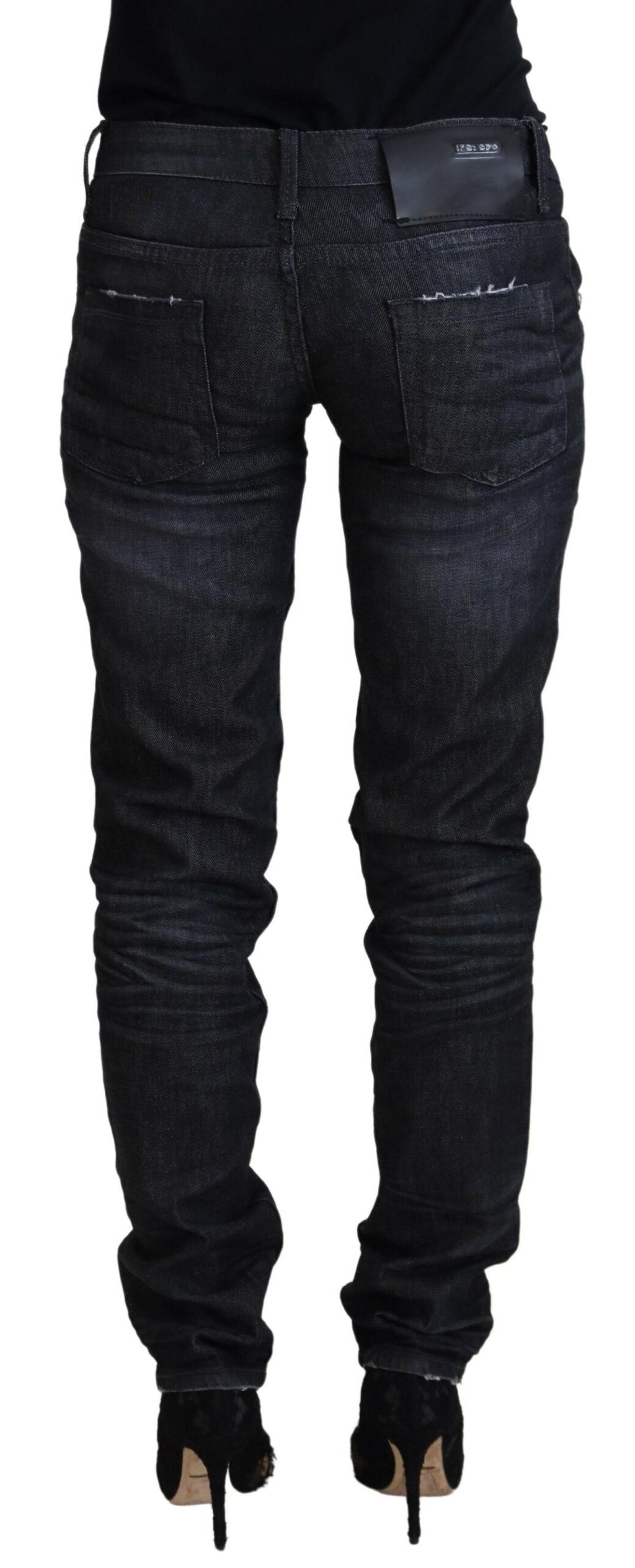 Eight Black Low-Waisted Slim Fit Women's Casual Denim Jeans