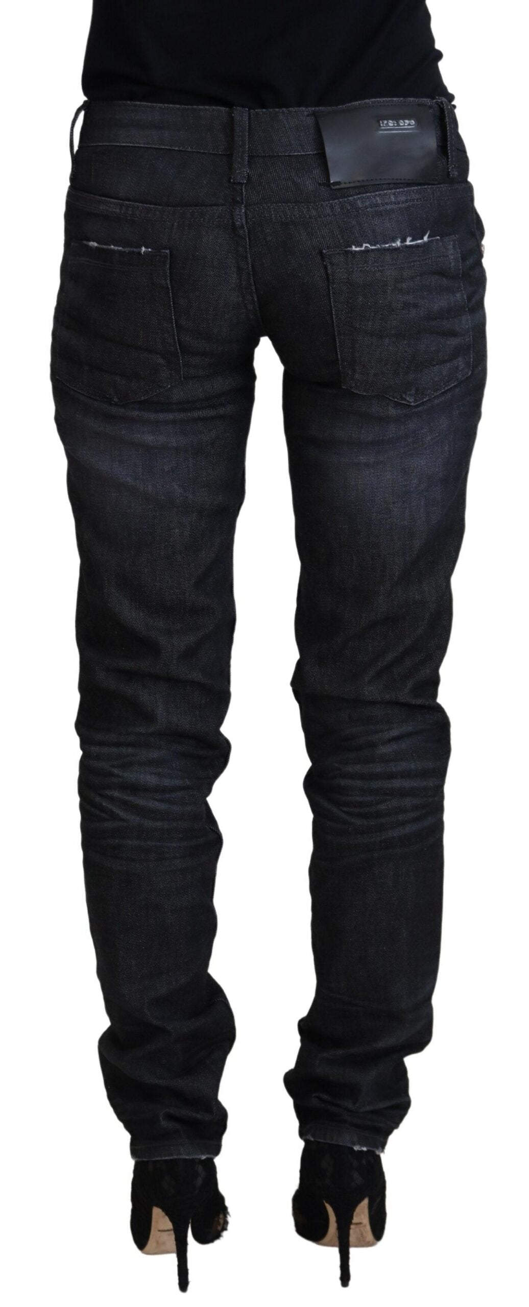 Eight Black Low-Waisted Slim Fit Women's Casual Denim Jeans