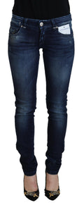 Eight Blue Cotton Low Waist Slim Fit Women's Casual Denim Jeans