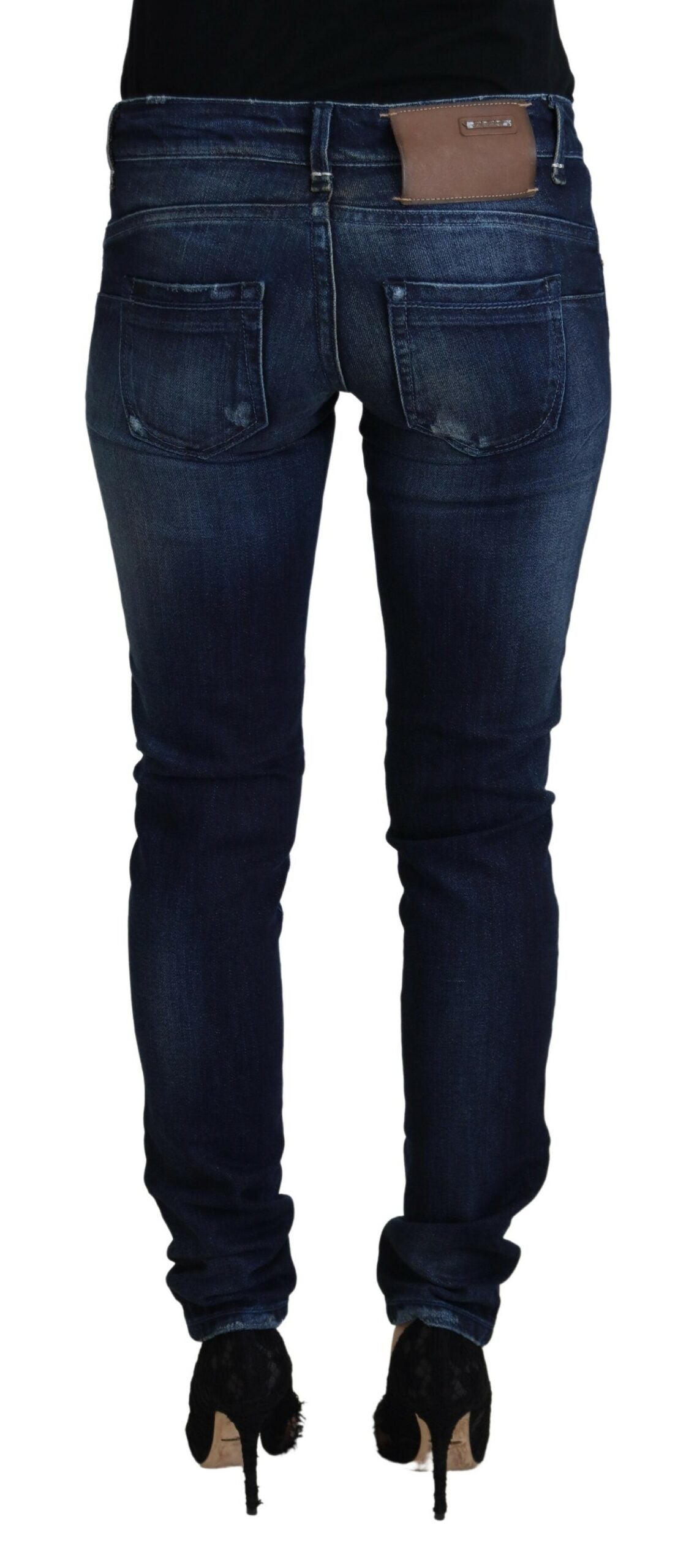 Eight Blue Cotton Low Waist Slim Fit Women's Casual Denim Jeans