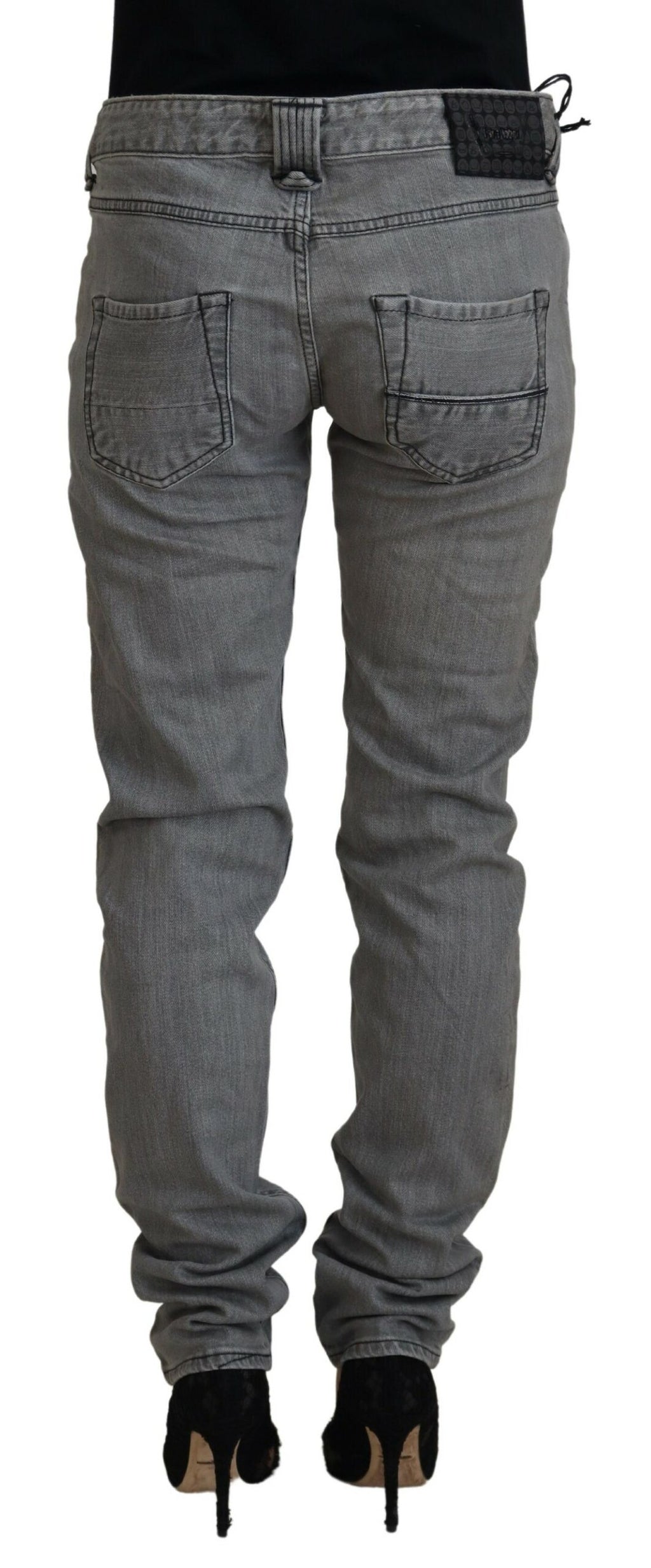 Care Label Grey Washed Cotton Skinny Women's Casual Denim Jeans