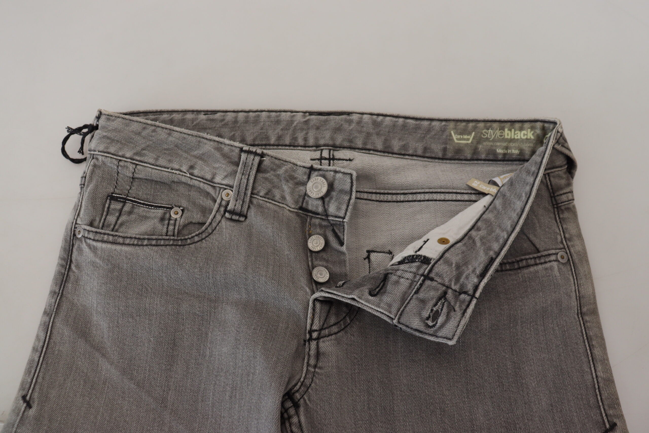 Care Label Grey Washed Cotton Skinny Women's Casual Denim Jeans