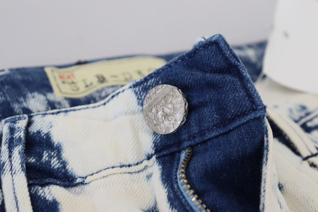 Acht Weiß Blau Baumwolle Skinny Frauen zerfleddert Denim Jeans