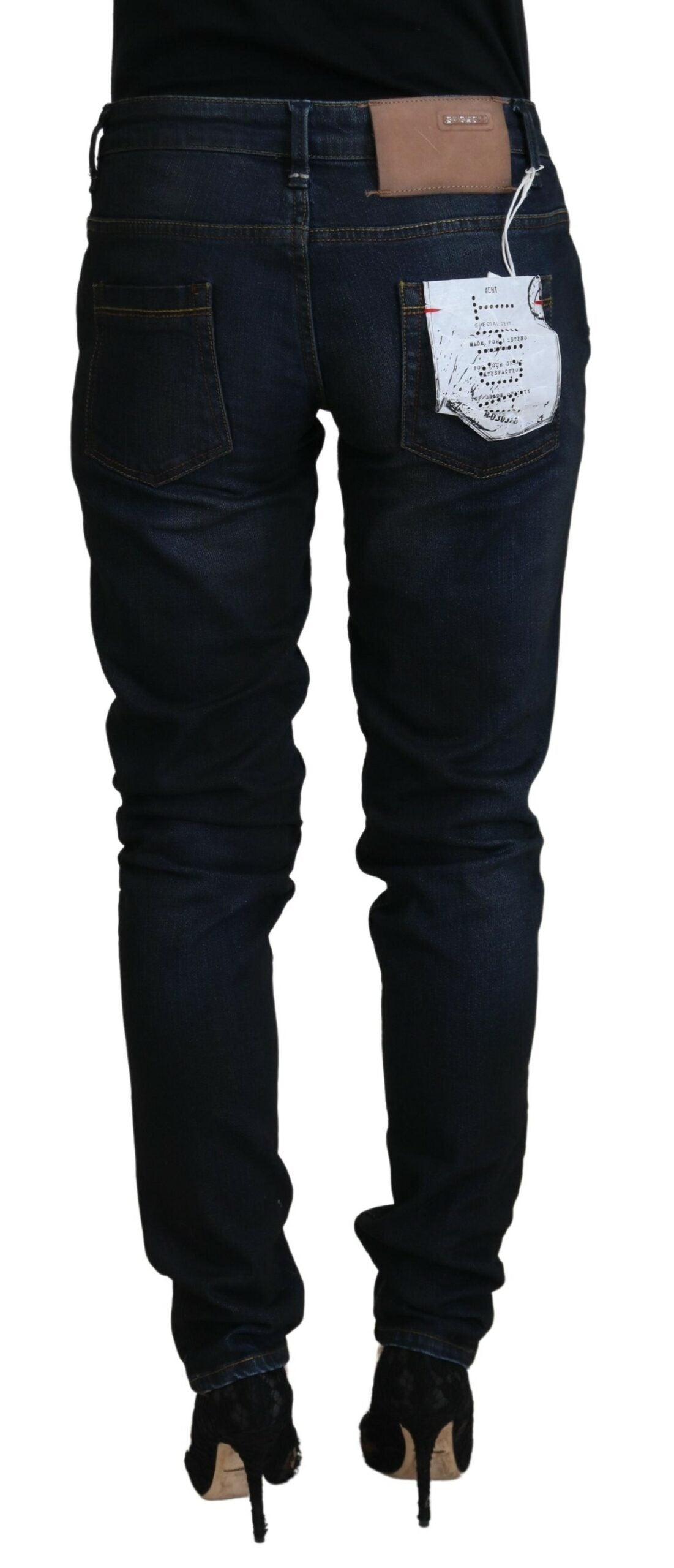Acht Blaue Baumwolle Skinny niedrige Taille Frauen Casual Denim Jeans