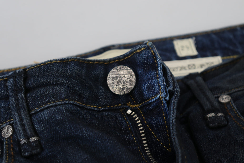 Acht Blaue Baumwolle Skinny niedrige Taille Frauen Casual Denim Jeans
