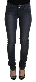 Eight Gray Cotton Skinny Low Waist Women Casual Denim Jeans
