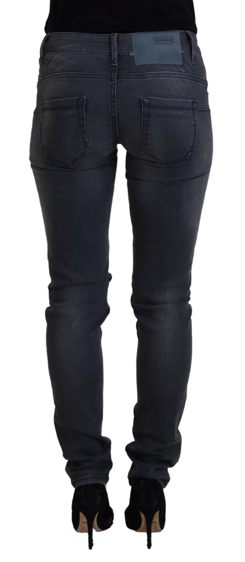 Eight Gray Cotton Skinny Low Waist Women Casual Denim Jeans