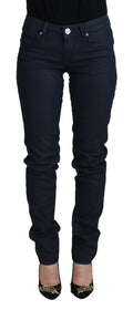 Eight Blue Cotton Skinny Low Waist Women's Casual Denim Jeans