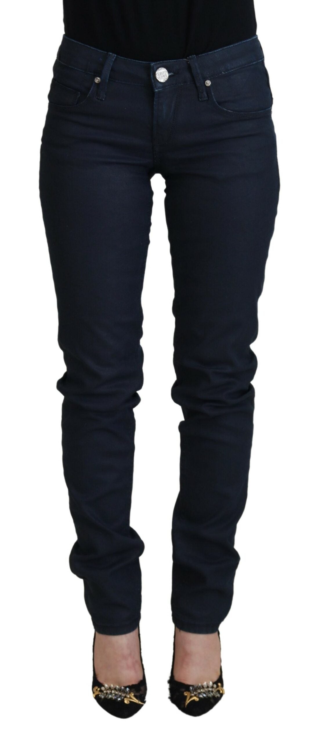 Eight Blue Cotton Skinny Low Waist Women's Casual Denim Jeans