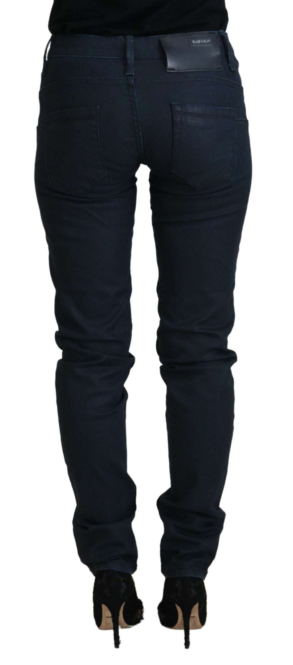 Eight Blue Cotton Skinny Low Waist Women's Casual Denim Jeans
