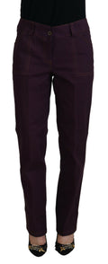 BENCIVENGA Lilac Cotton Mid Waist Women's Tapered Pants