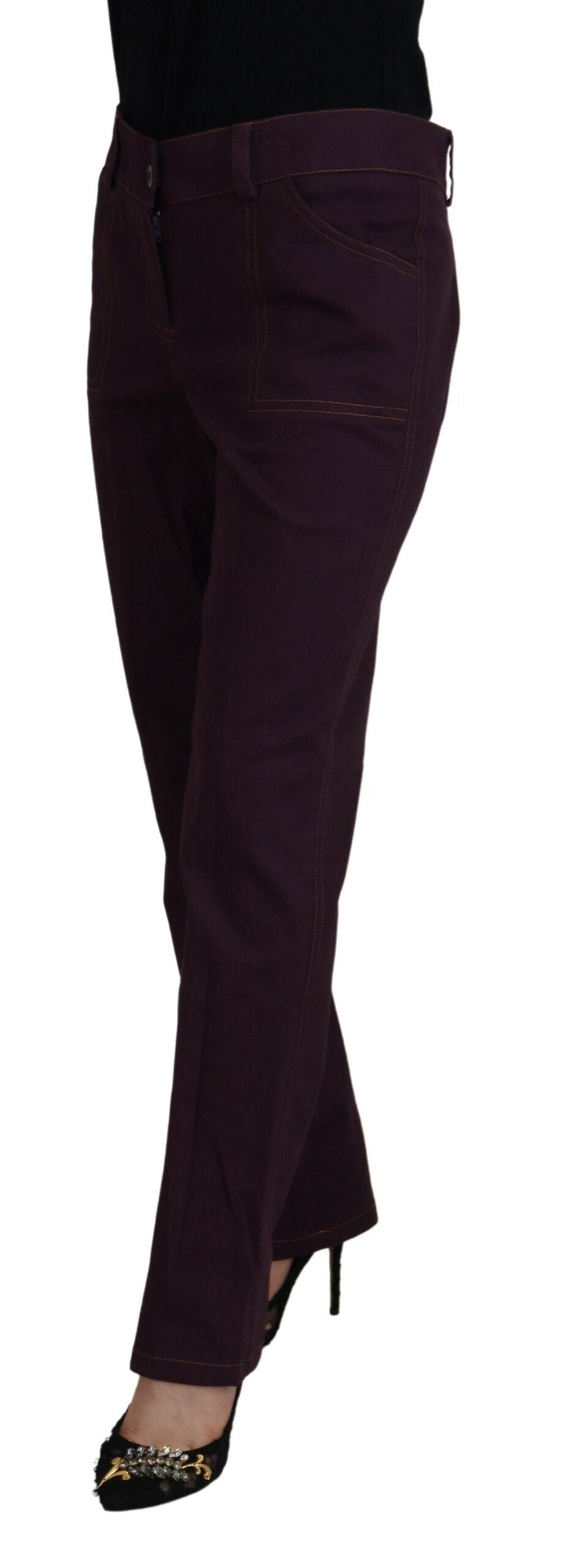 BENCIVENGA Lilac Cotton Mid Waist Women's Tapered Pants