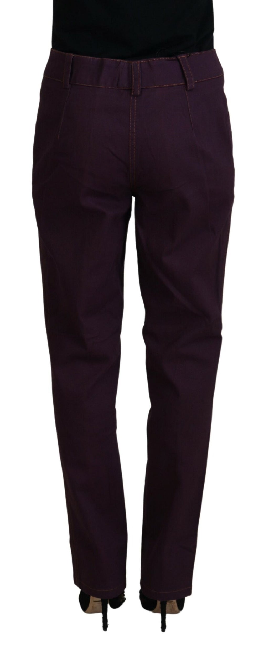 BENCIVENGA Lilac Cotton Mid Waist Women's Tapered Pants