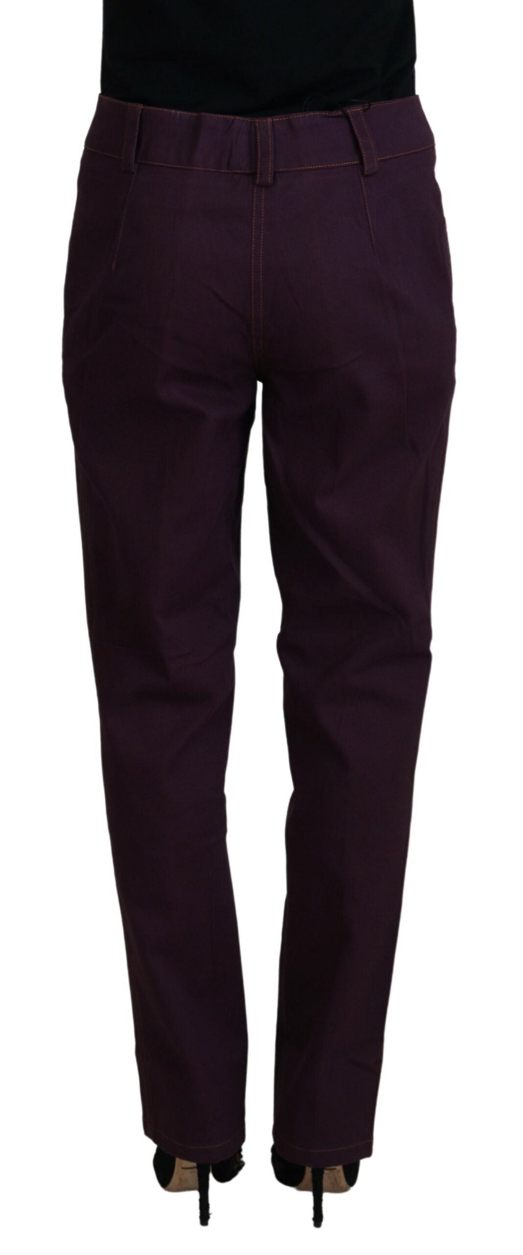 BENCIVENGA Lilac Cotton Mid Waist Women's Tapered Pants