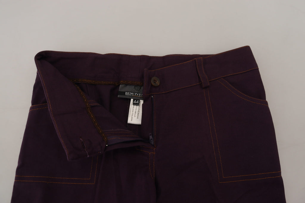 BENCIVENGA Lilac Cotton Mid Waist Women's Tapered Pants