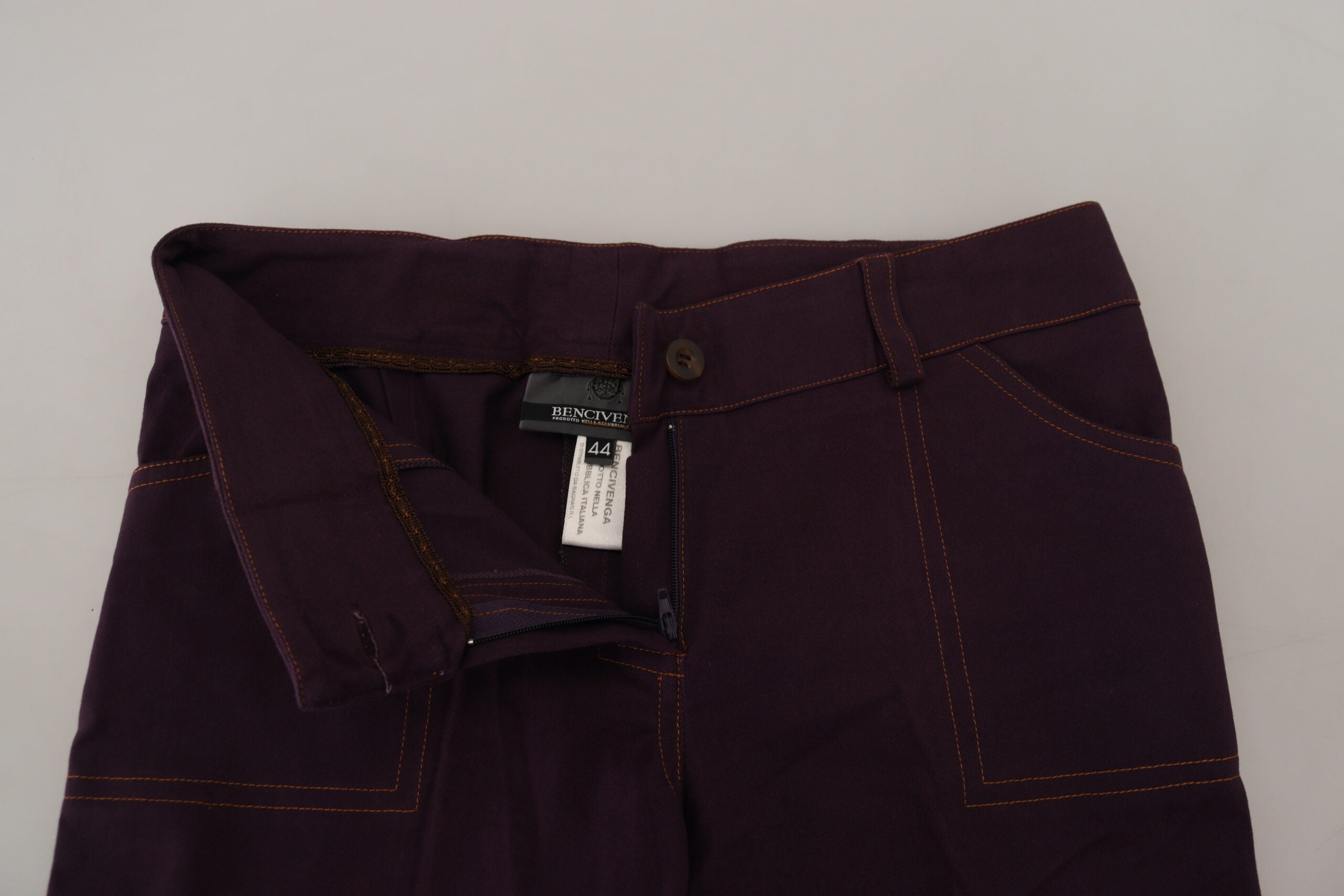BENCIVENGA Lilac Cotton Mid Waist Women's Tapered Pants