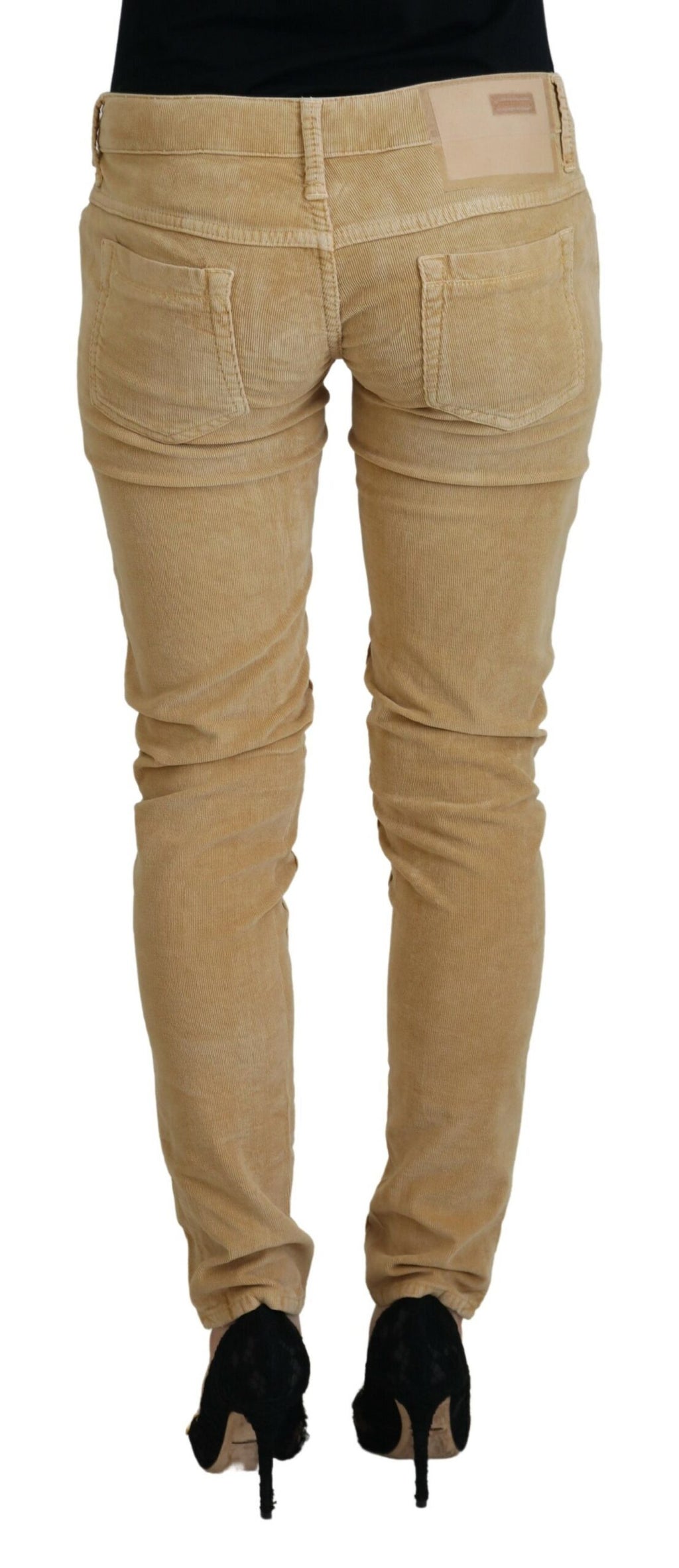 Eight Brown Low-Rise Cotton Corduroy Casual Jeans for Women