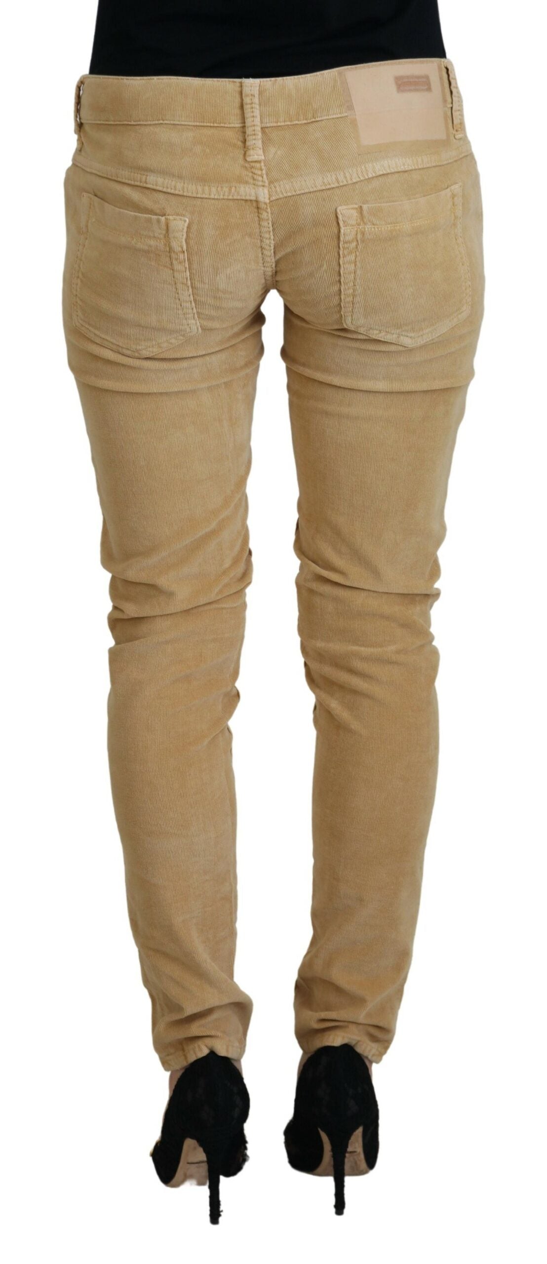 Eight Brown Low-Rise Cotton Corduroy Casual Jeans for Women