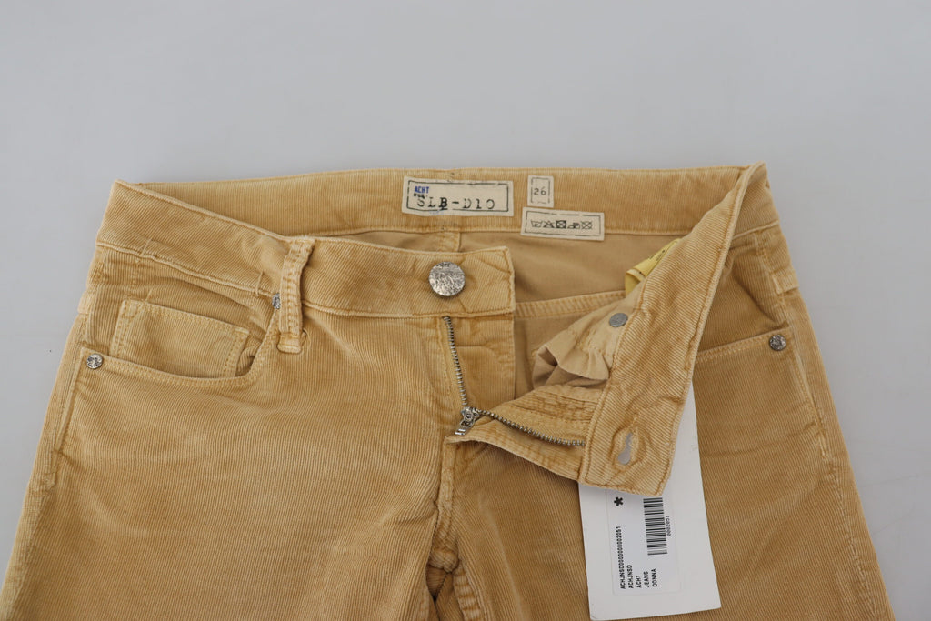 Eight Brown Low-Rise Cotton Corduroy Casual Jeans for Women