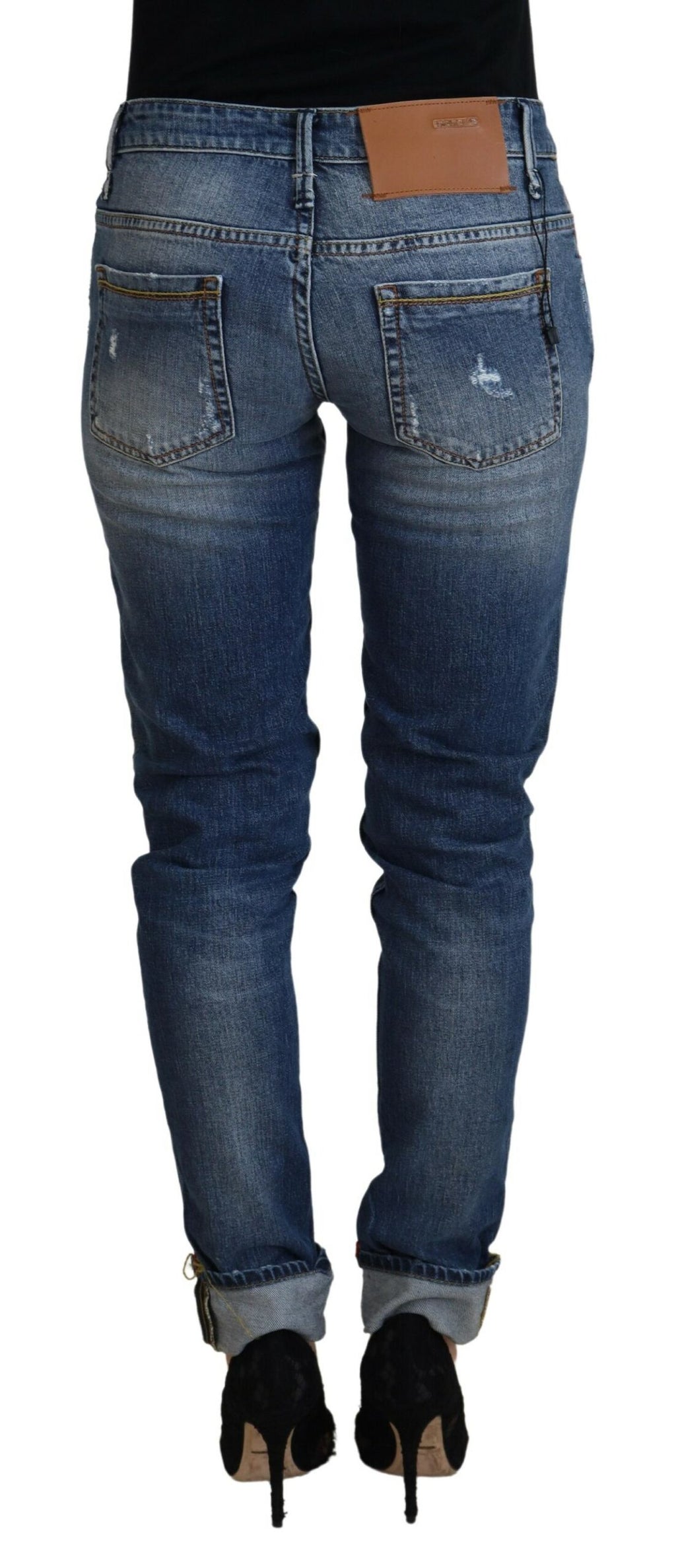 Eight Blue Washed Low Waist Women's Casual Jeans