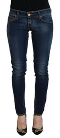 Eight Blue Cotton Low Waist Skinny Women's Casual Jeans