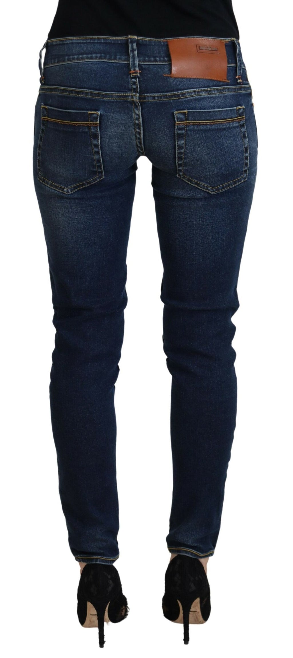 Eight Blue Cotton Low Waist Skinny Women's Casual Jeans