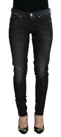 Fiorucci Schwarz Baumwolle Niedrige Taille Skinny Frauen Casual Jeans