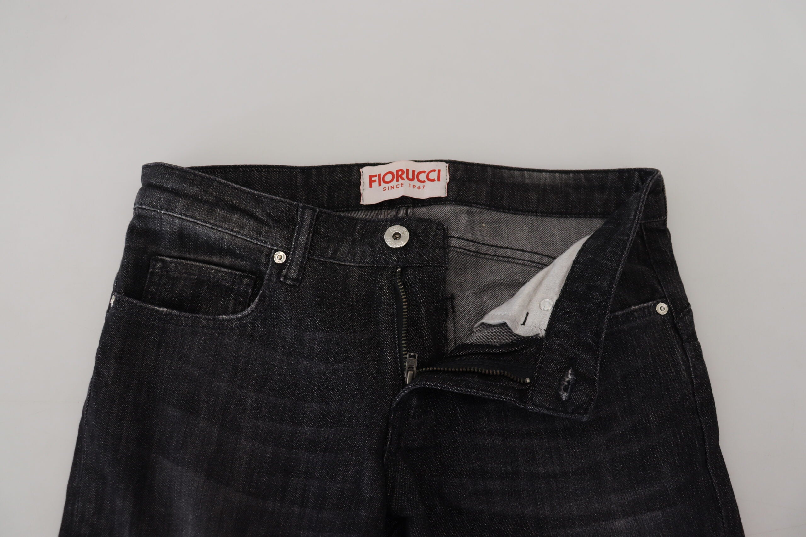 Fiorucci Schwarz Baumwolle Niedrige Taille Skinny Frauen Casual Jeans