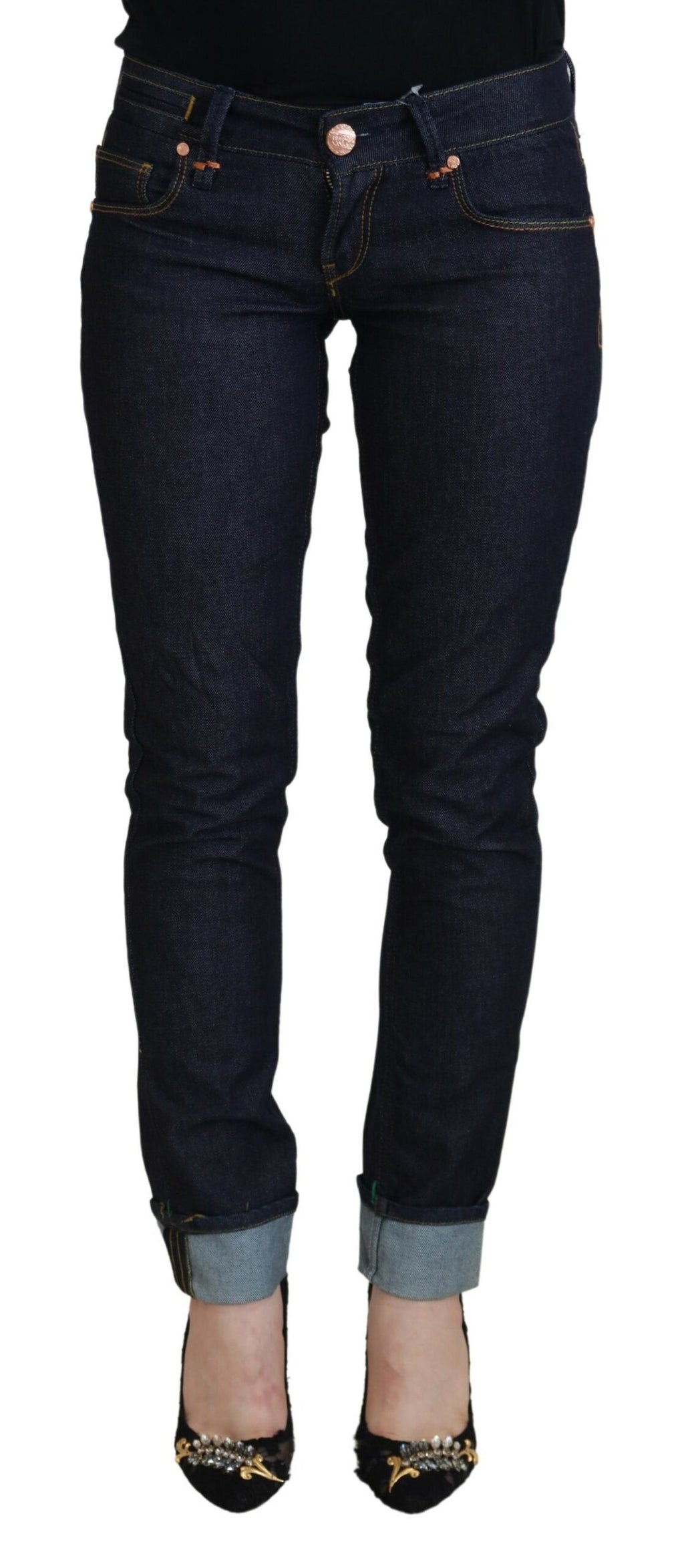 Eight Blue Cotton Low Waist Slim Fit Women's Casual Jeans