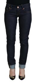 Eight Blue Cotton Low Waist Slim Fit Women's Casual Jeans