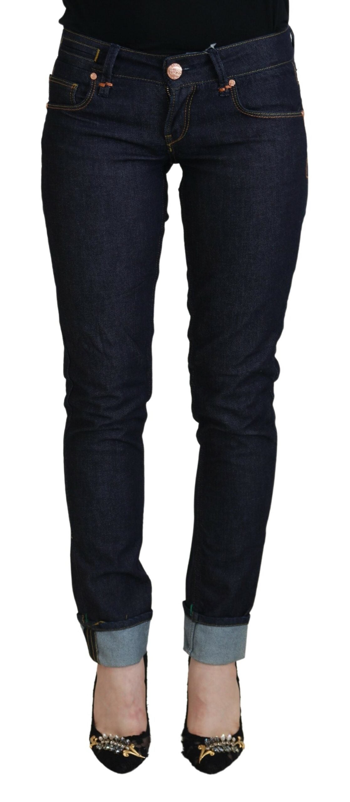 Eight Blue Cotton Low Waist Slim Fit Women's Casual Jeans