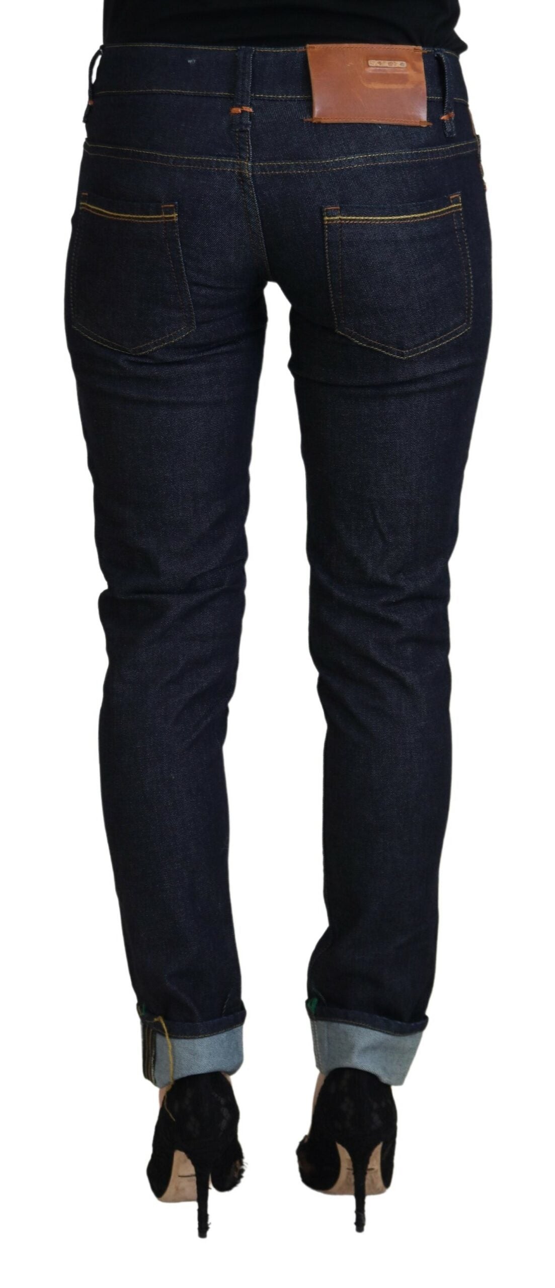 Eight Blue Cotton Low Waist Slim Fit Women's Casual Jeans