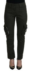Ermanno Scervino Green Lace-Up Leg Women's Tapered Pants