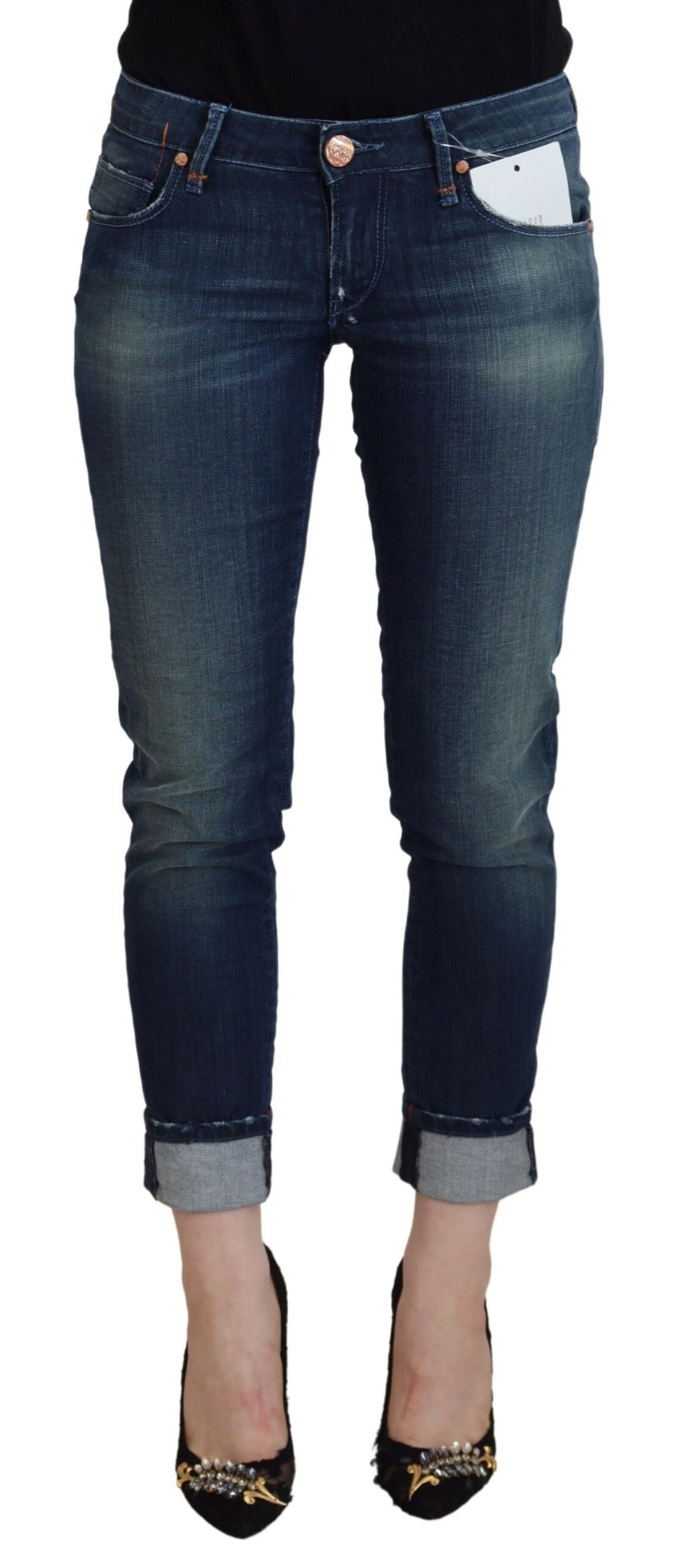 Acht Blaue Baumwolle Slim Fit Damen Casual Denim Jeans
