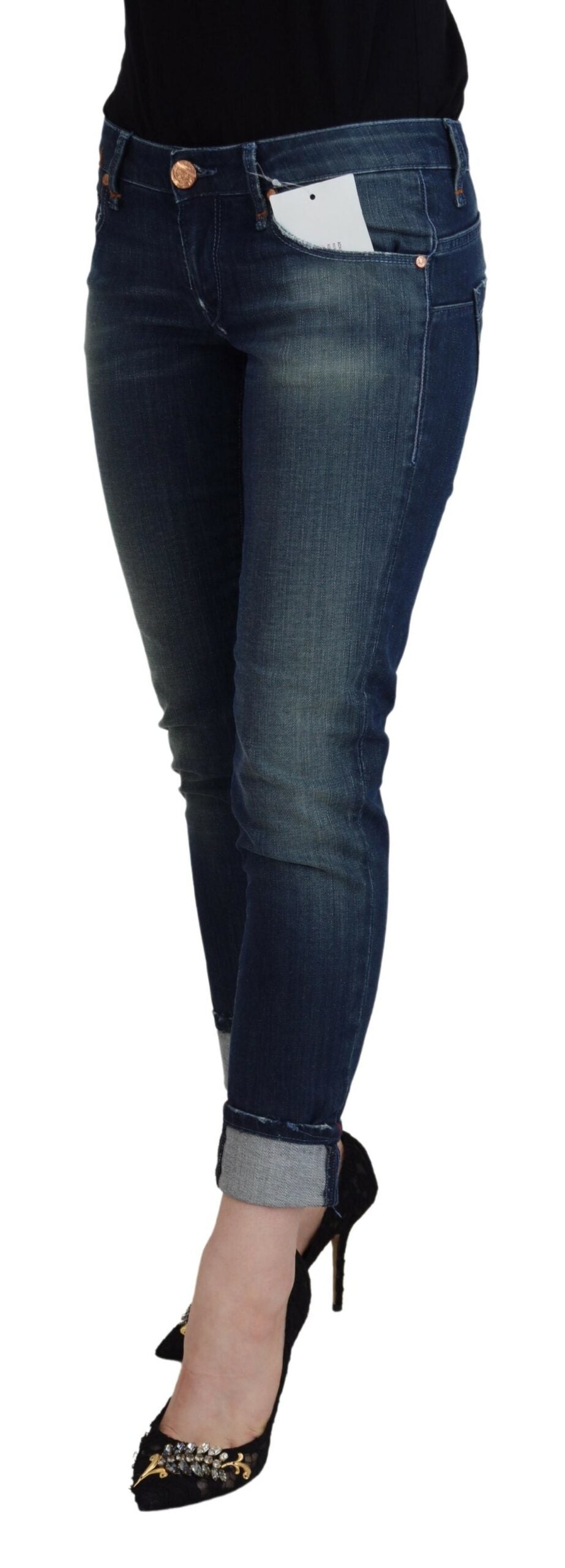 Acht Blaue Baumwolle Slim Fit Damen Casual Denim Jeans