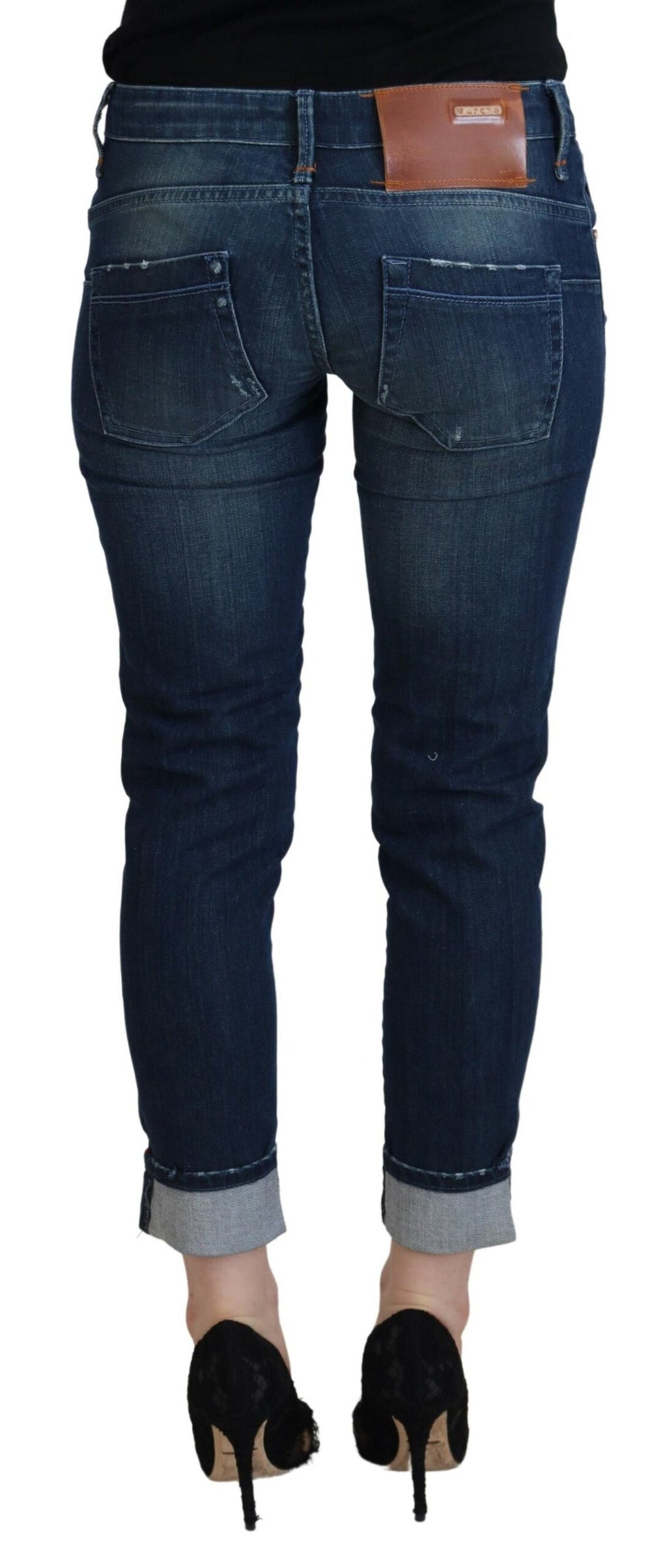 Acht Blaue Baumwolle Slim Fit Damen Casual Denim Jeans