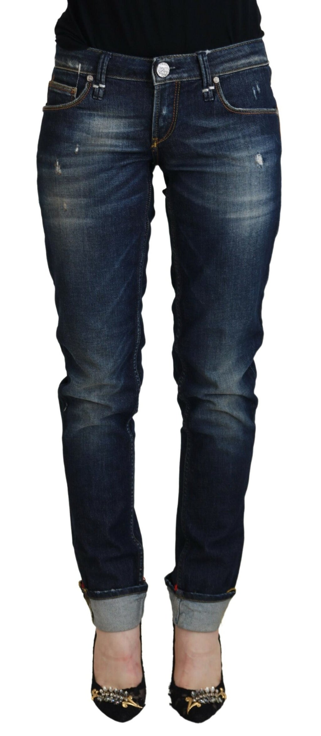 Eight Blue Cotton Slim Fit Women's Casual Denim Jeans