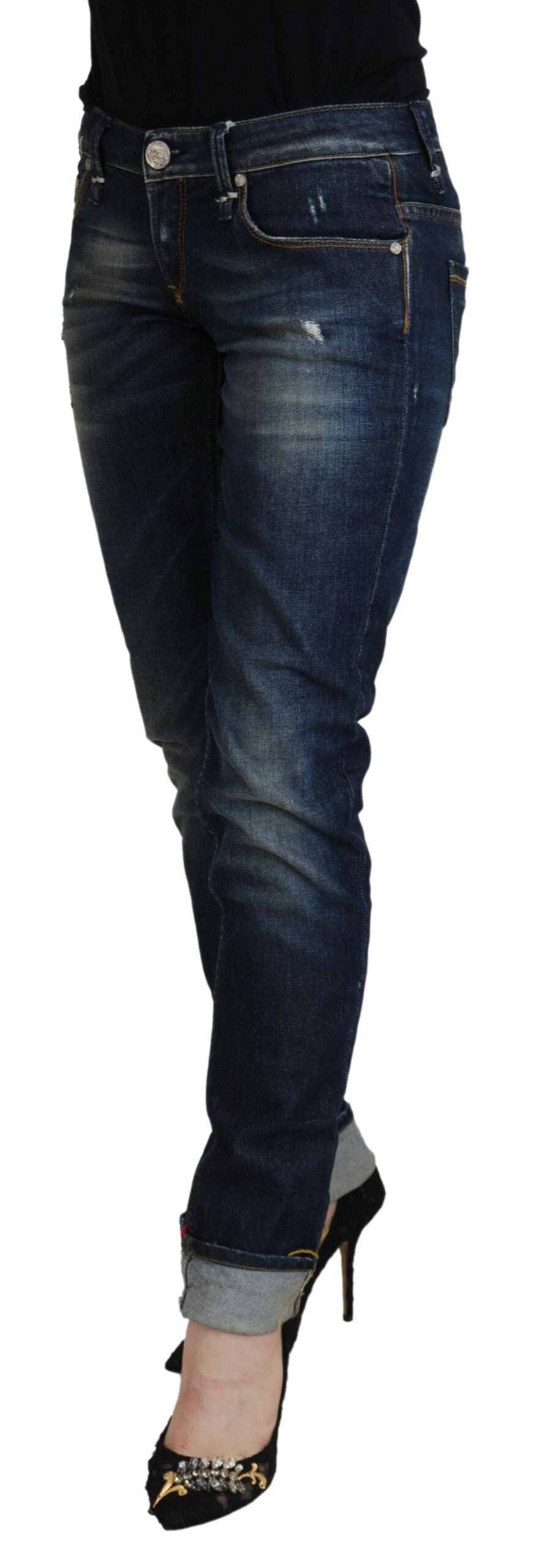 Eight Blue Cotton Slim Fit Women's Casual Denim Jeans