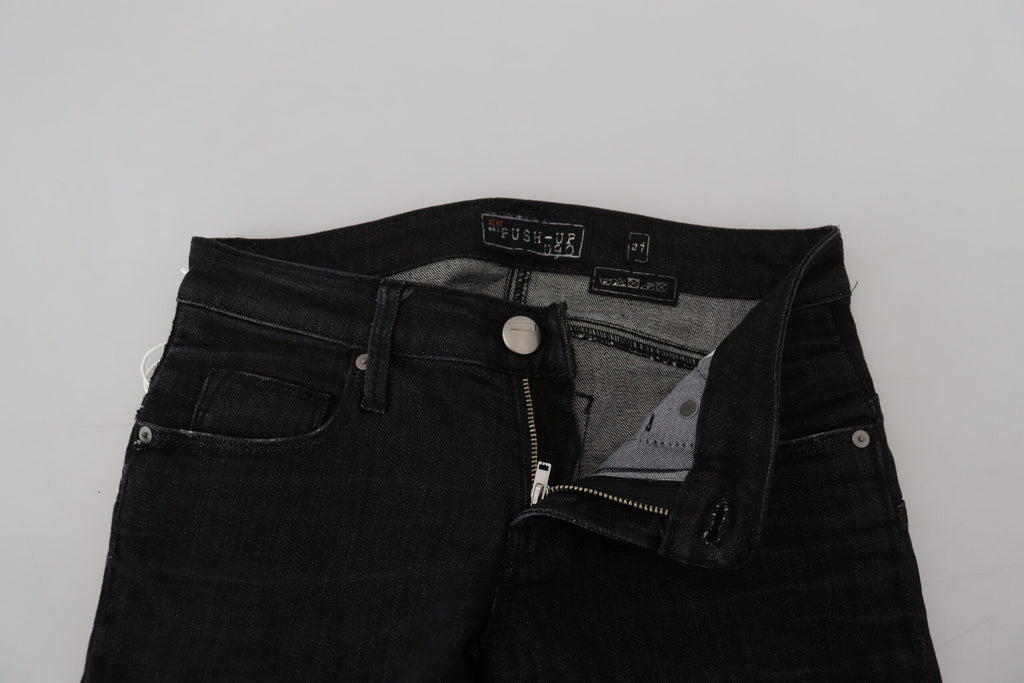 Acht Schwarze Baumwolle Slim Fit Damen Casual Denim Jeans