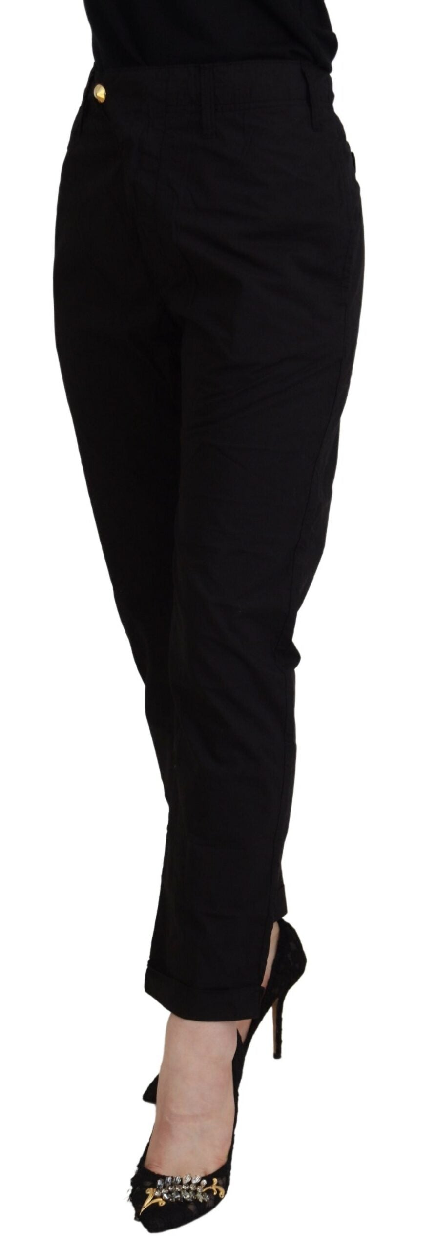 CYCLE Black Cotton Baggy High Waist Women's Pants