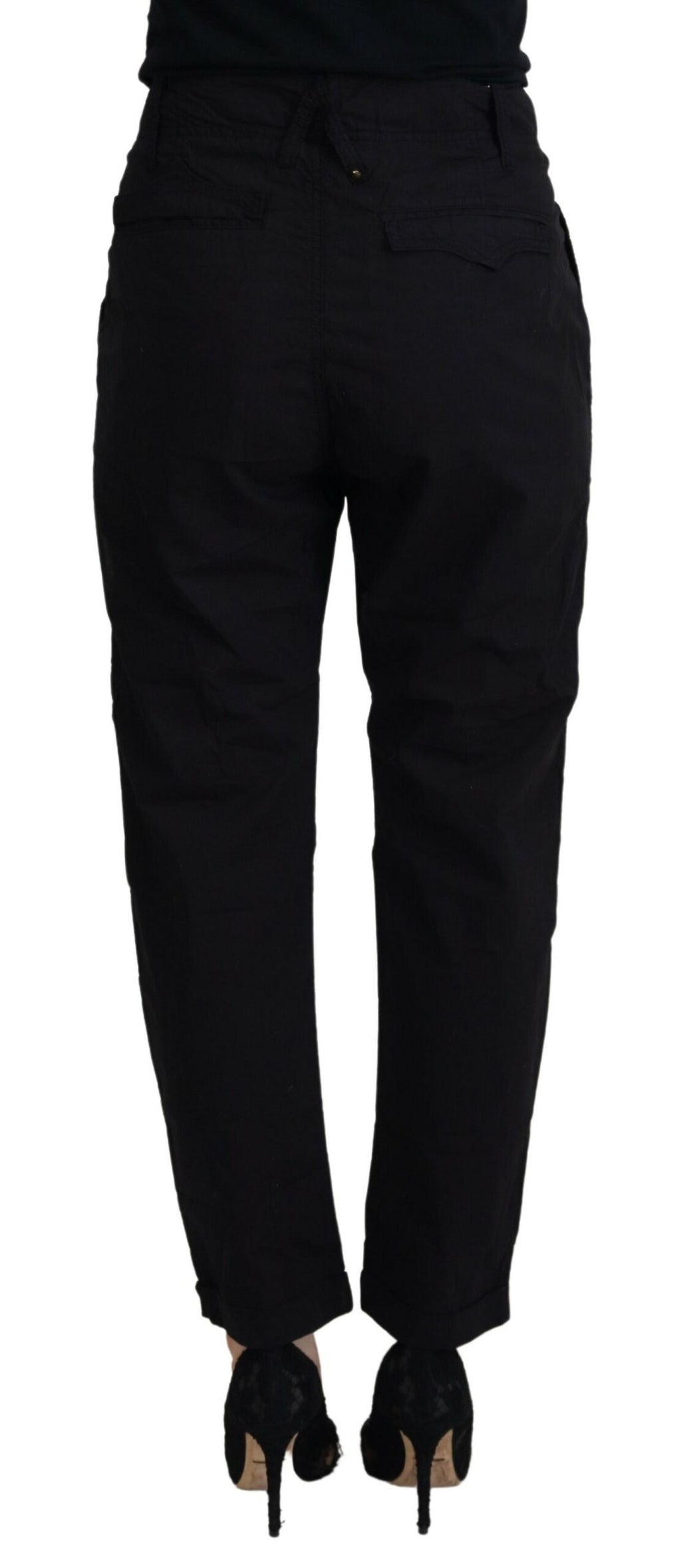 CYCLE Black Cotton Baggy High Waist Women's Pants