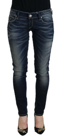 Eight Blue Washed Cotton Slim Fit Women's Denim Jeans